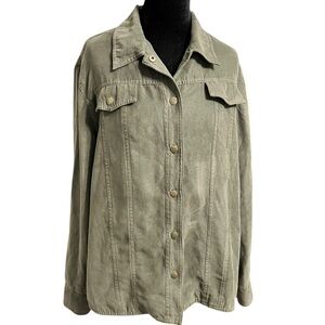 Alfred Dunner Green Utility Shacket women’s Plus Size 16